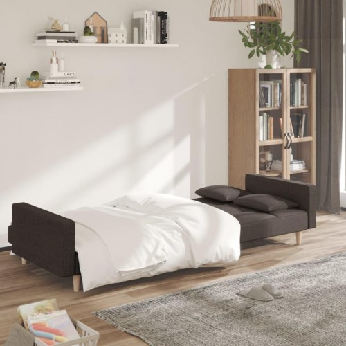 2-personers sovesofa med 2 puder stof brun