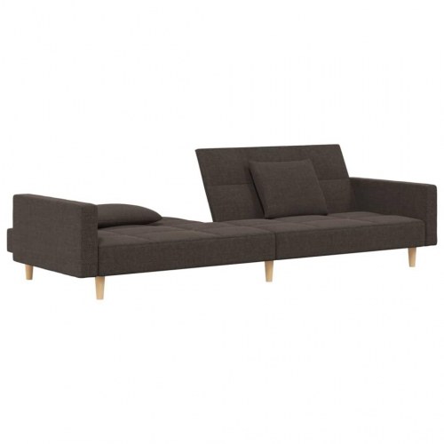 2-personers sovesofa med 2 puder stof brun