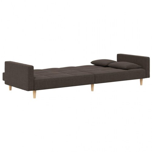 2-personers sovesofa med 2 puder stof brun