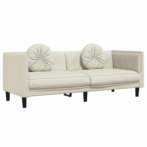 2 personers sofa med puder velour cremefarvet