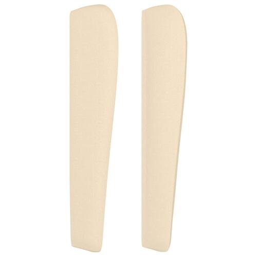 Sengegavl med kanter 203x23x118/128 cm stof cremefarvet