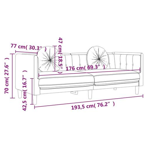 2 personers sofa med puder velour cremefarvet