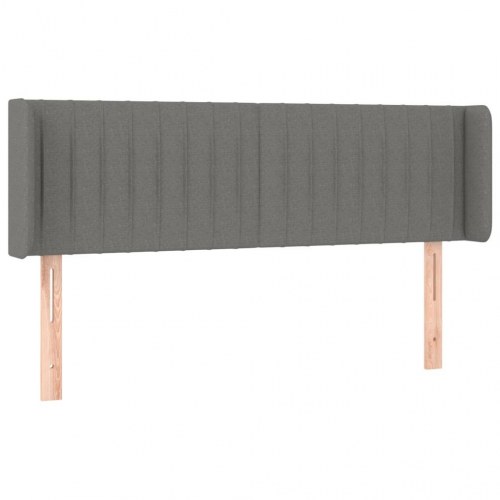 Sengegavl med LED-lys 147×16×78/88 cm - stof, mørkegrå