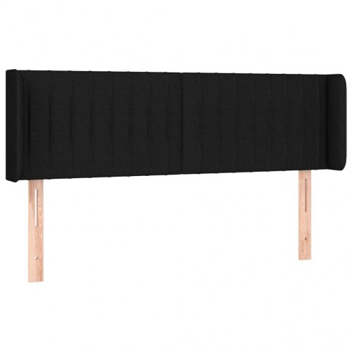 Sengegavl med LED-lys 147×16×78/88 cm - stof, sort