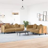 2 personers sofa med puder velour brun