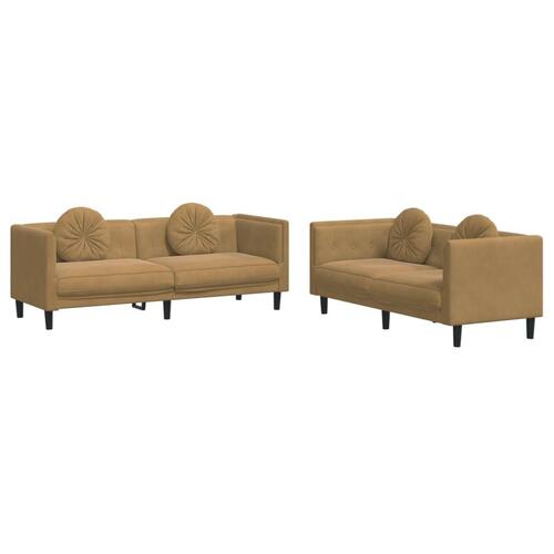 2 personers sofa med puder velour brun