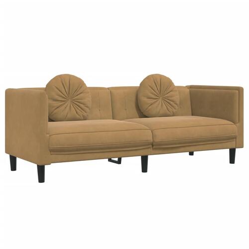 2 personers sofa med puder velour brun