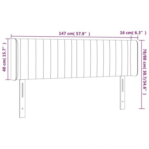 Sengegavl med LED-lys 147×16×78/88 cm - stof, sort