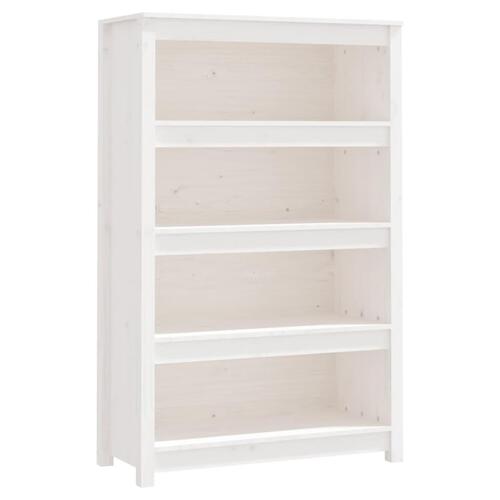 Bogreol 80x35x126 cm massivt fyrretræ hvid