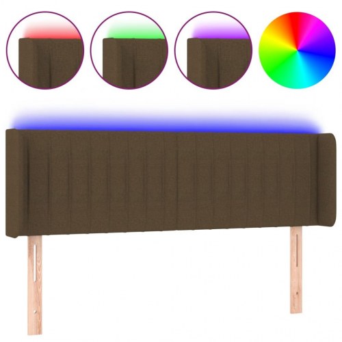 Sengegavl med LED-lys 147×16×78/88 cm - stof, mørkebrun