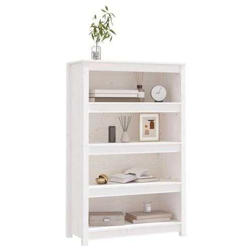 Bogreol 80x35x126 cm massivt fyrretræ hvid