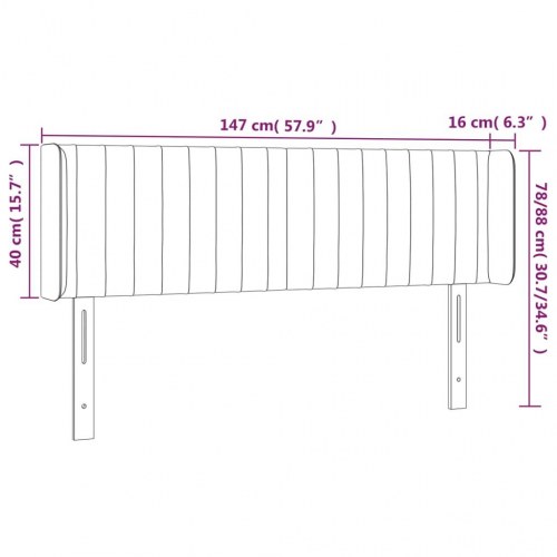 Sengegavl med LED-lys 147×16×78/88 cm - stof, mørkebrun