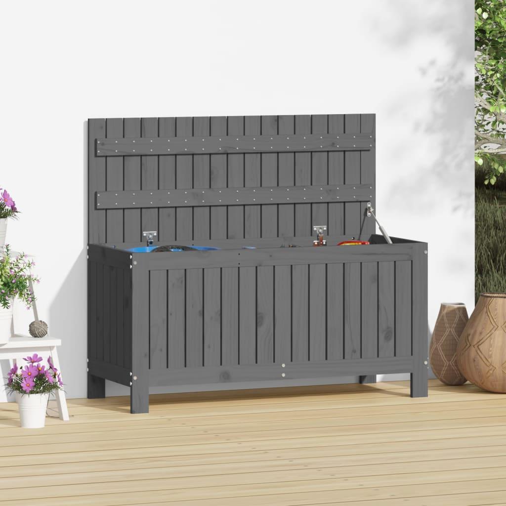 Opbevaringskasse til haven 108x42,5x54 cm massivt fyrretræ grå