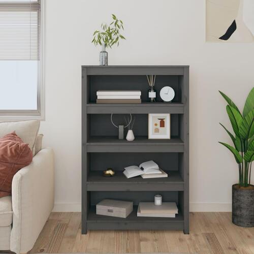 Bogreol 80x35x126 cm massivt fyrretræ grå