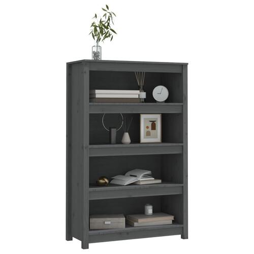 Bogreol 80x35x126 cm massivt fyrretræ grå