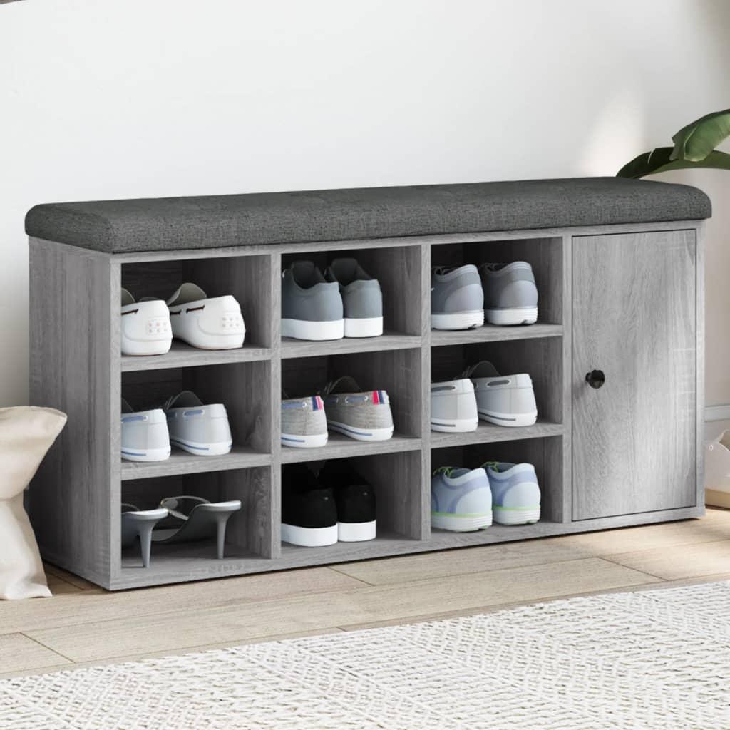 Skobænk 102x32x50 cm konstrueret træ grå sonoma-eg