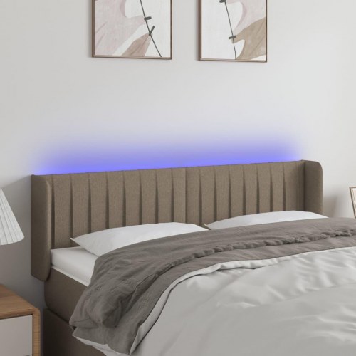 Sengegavl med LED-lys 147x16x78/88 cm - stof gråbrun