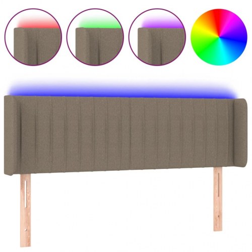 Sengegavl med LED-lys 147x16x78/88 cm - stof gråbrun