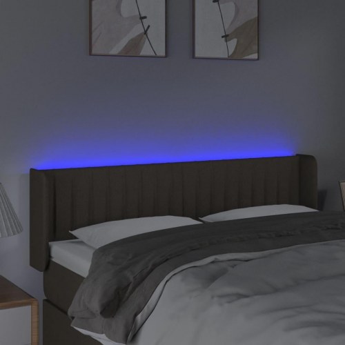 Sengegavl med LED-lys 147x16x78/88 cm - stof gråbrun