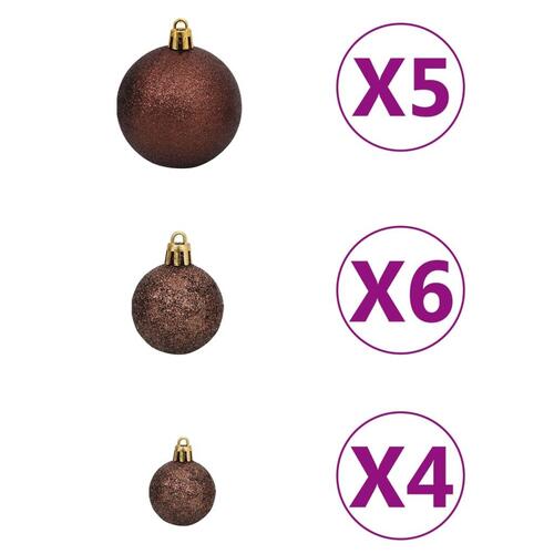 Kunstigt juletræ 150 LED'er og kuglesæt hængslet 150 cm
