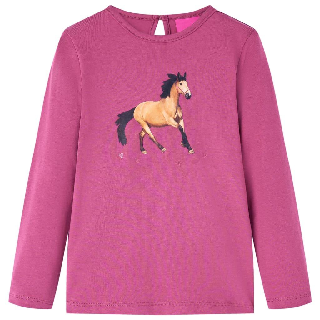Langærmet T-shirt til børn str. 104 cm pink billede