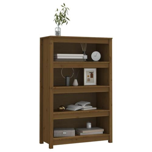 Bogreol 80x35x126 cm massivt fyrretræ gyldenbrun