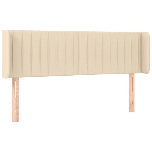 Sengegavl med LED-lys 147x16x78/88 cm - stof, cremefarvet