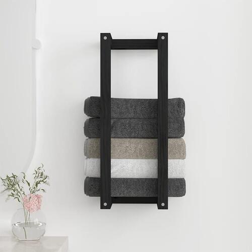 Håndklædeholder 23x18x60 cm massivt fyrretræ sort