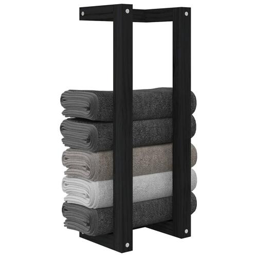 Håndklædeholder 23x18x60 cm massivt fyrretræ sort