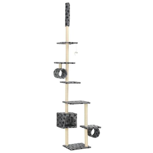 Kradsetræ til katte med sisal-kradsestolper 260 cm grå poteprint