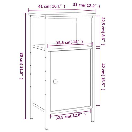 Sengebord 41x31x80 cm konstrueret træ sonoma-eg
