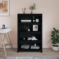 Bogreol 80x35x126 cm massivt fyrretræ sort