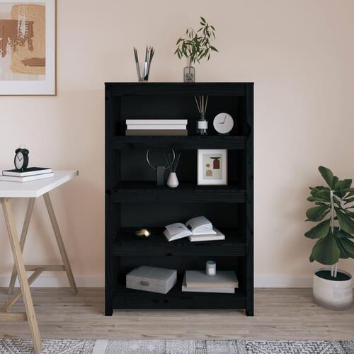 Bogreol 80x35x126 cm massivt fyrretræ sort