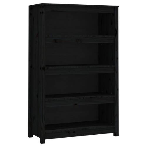 Bogreol 80x35x126 cm massivt fyrretræ sort