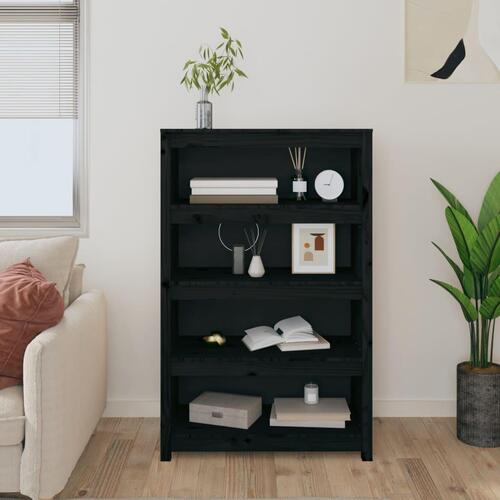 Bogreol 80x35x126 cm massivt fyrretræ sort