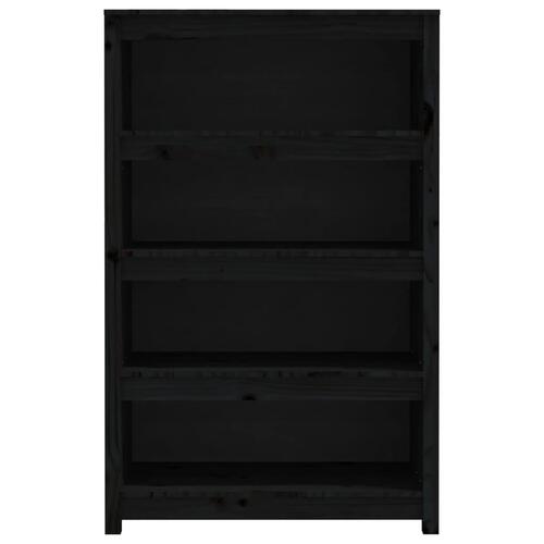 Bogreol 80x35x126 cm massivt fyrretræ sort