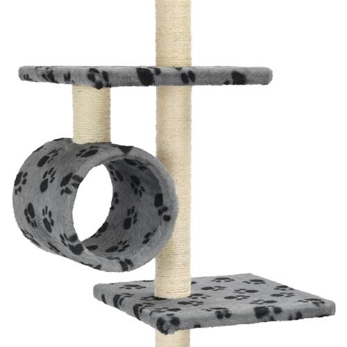 Kradsetræ til katte med sisal-kradsestolper 260 cm grå poteprint