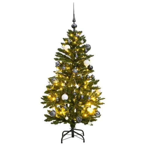Kunstigt juletræ 150 LED'er og kuglesæt hængslet 120 cm