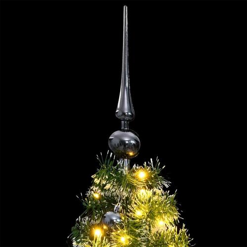 Kunstigt juletræ 150 LED'er og kuglesæt hængslet 120 cm