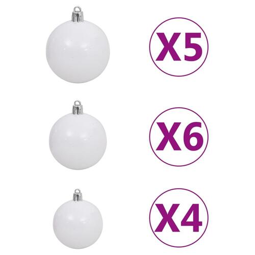 Kunstigt juletræ 150 LED'er og kuglesæt hængslet 120 cm