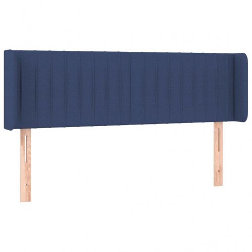 Sengegavl med LED-lys 147×16×78/88 cm - stof, blå