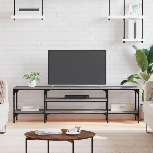 Tv-bord 161x35x45 cm konstrueret træ og jern grå sonoma-eg
