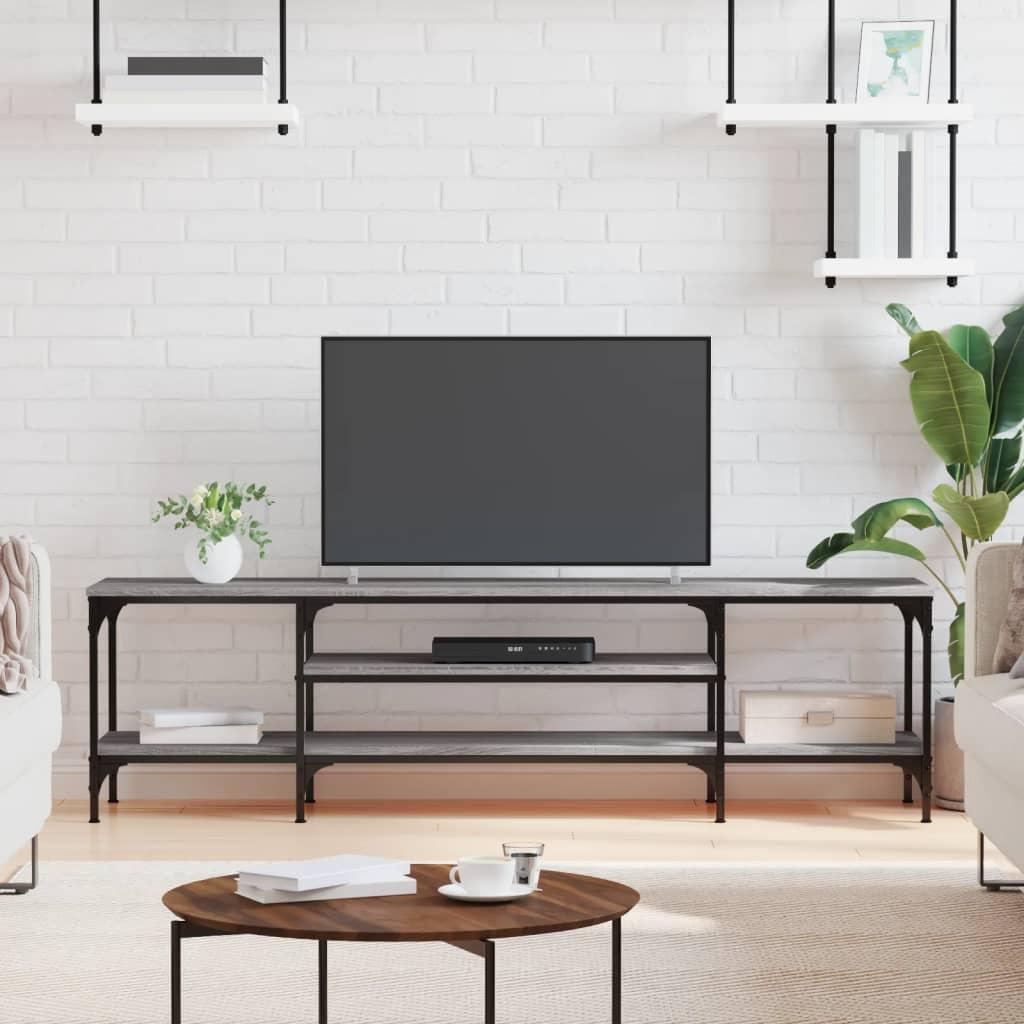 Tv-bord 161x35x45 cm konstrueret træ og jern grå sonoma-eg