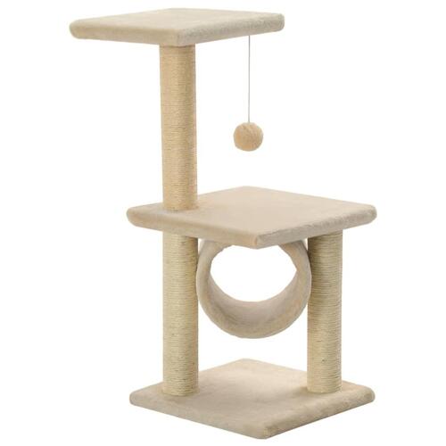 Kradsetræ med sisal-kradsestolper til katte 65 cm beige