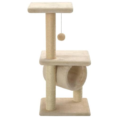 Kradsetræ med sisal-kradsestolper til katte 65 cm beige
