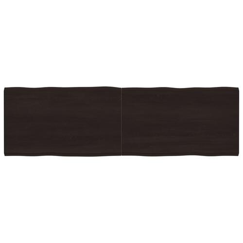 Bordplade 200x60x(2-4) cm naturlig kant behandlet træ mørkebrun