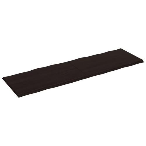Bordplade 200x60x(2-4) cm naturlig kant behandlet træ mørkebrun