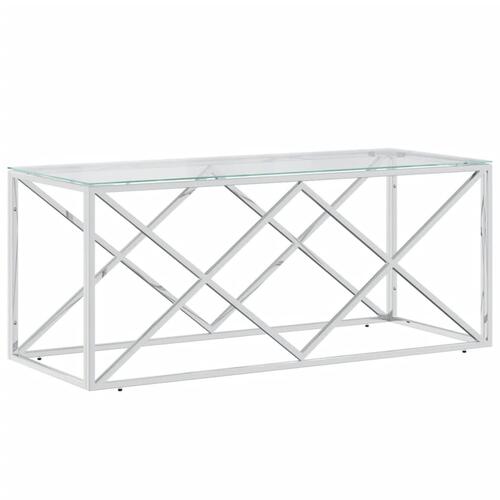 Sofabord 110x45x45 cm rustfrit stål og glas