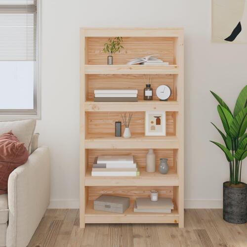 Bogreol 80x35x126 cm massivt fyrretræ