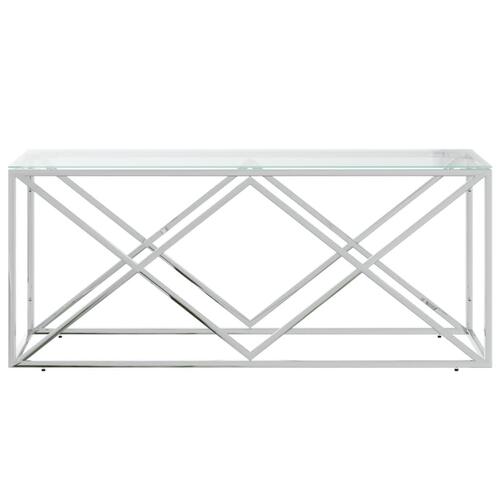 Sofabord 110x45x45 cm rustfrit stål og glas